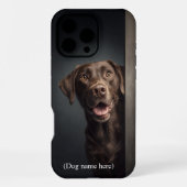 Personalized Chocolate Lab Portrait iPhone Hoesje (Achterkant)