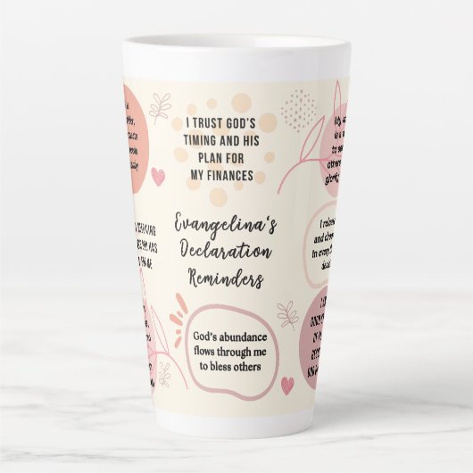 Personalized Christian Daily Affirmations Quotes Latte Mok (Voorkant)