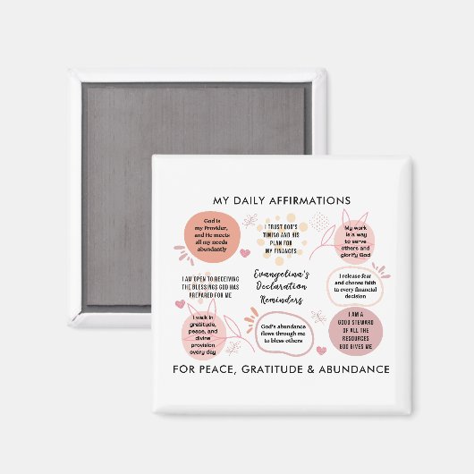 Personalized Christian Daily Affirmations Quotes Magneet (Voorkant / Achterkant)
