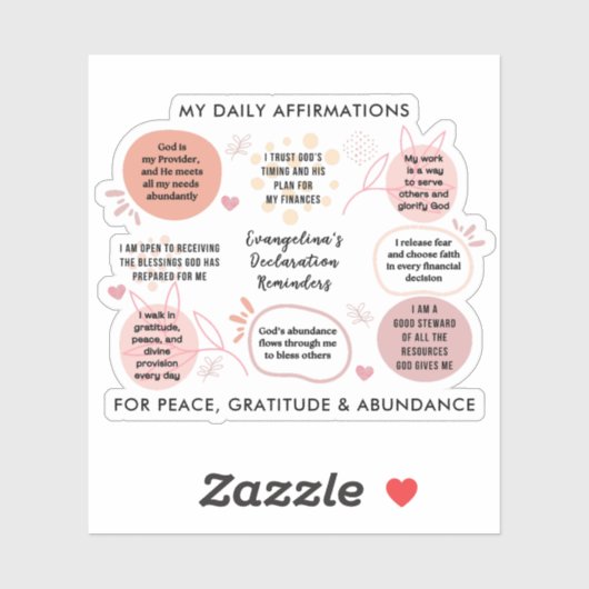 Personalized Christian Daily Affirmations Quotes Sticker (Vel)