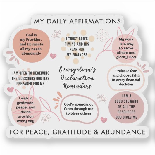 Personalized Christian Daily Affirmations Quotes Sticker (Voorkant)