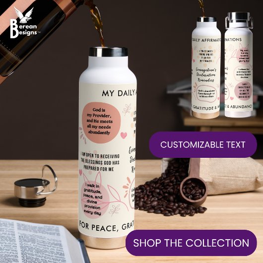 Personalized Christian Daily Affirmations Quotes Waterfles