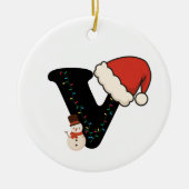 Personalized Christmas Alphabet V Keramisch Ornament (Voorkant)
