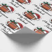 Personalized Christmas American Football Santa     Cadeaupapier (Hoek)