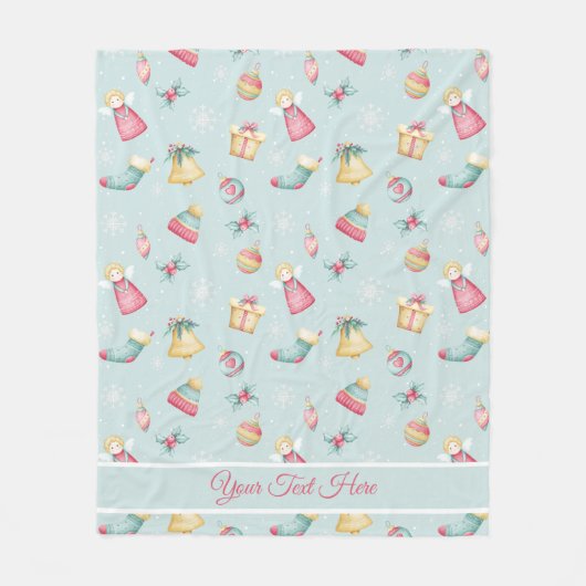 Personalized Christmas Angels Fleece Blanket (Voorkant)