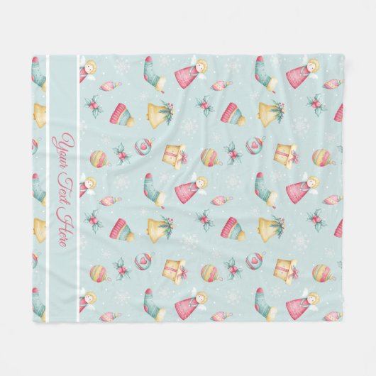 Personalized Christmas Angels Fleece Blanket (Voorkant (Horizontaal))