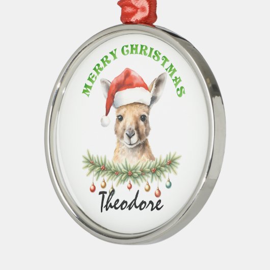 Personalized Christmas Aussie Animals Kangaroo Metalen Ornament (Links)