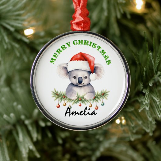 Personalized Christmas Aussie Animals Koala Metalen Ornament (Boom)