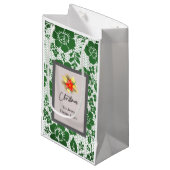 Personalized Christmas Bag Gray Serif Font Klein Cadeauzakje (Voorkant Gekanteld)