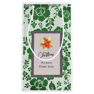 Personalized Christmas Bag Gray Serif Font Klein Cadeauzakje