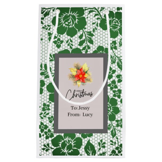 Personalized Christmas Bag Gray Serif Font Klein Cadeauzakje (Voorkant)