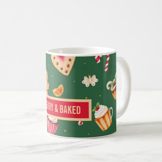 Personalized Christmas Baking Pattern Koffiemok (Voorkant rechts)