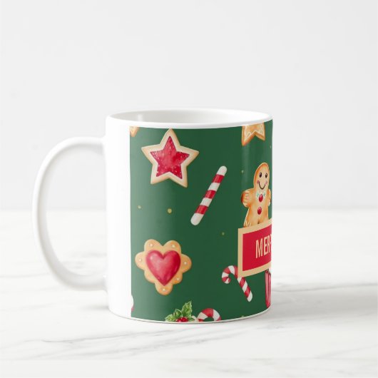 Personalized Christmas Baking Pattern Koffiemok (Links)
