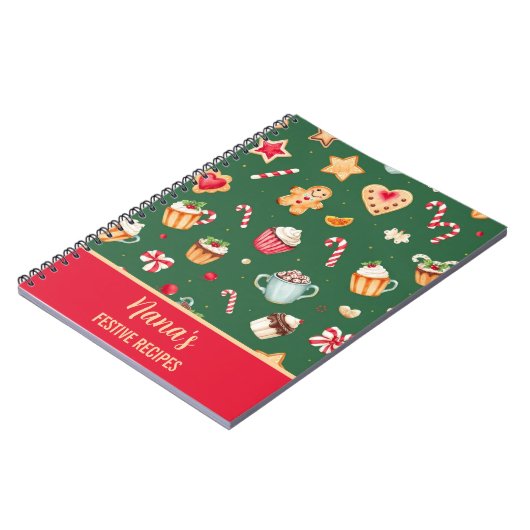 Personalized Christmas Baking Pattern Notitieboek (Linkerzijde)