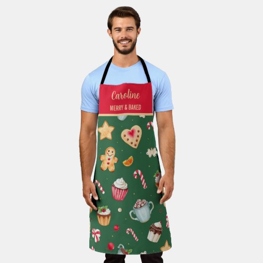 Personalized Christmas Baking Pattern Schort (Gedragen)