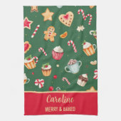 Personalized Christmas Baking Pattern Theedoek (Verticaal)