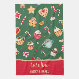 Personalized Christmas Baking Pattern Theedoek
