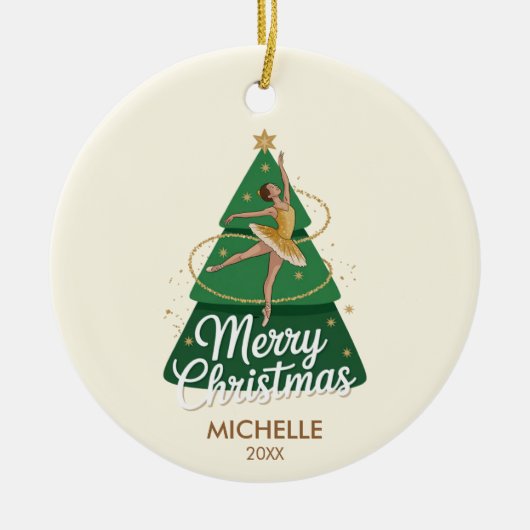  Personalized Christmas ballet Ballerina dancer    Keramisch Ornament (Voorkant)