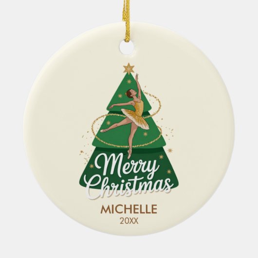  Personalized Christmas ballet Ballerina dancer    Keramisch Ornament (Achterkant)