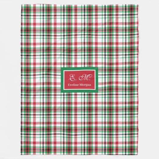 Personalized Christmas Blanket Classic Plaid Gift Fleece Deken (Voorkant)