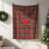 Personalized Christmas Blanket Red Green Plaid Fleece Deken