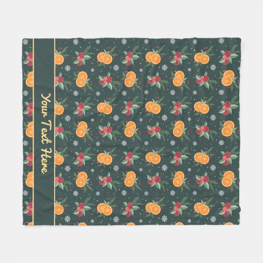 Personalized Christmas Blanket With Oranges Fleece Deken (Voorkant (Horizontaal))