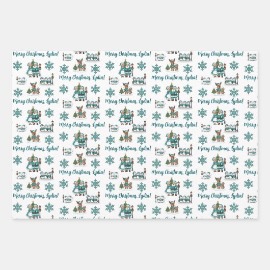 Personalized Christmas Carol Wrapping Paper Sheets (Voorkant 2)