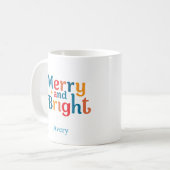 Personalized Christmas Colorful merry and bright Koffiemok (Voorkant links)
