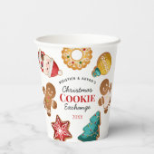 Personalized Christmas Cookie Exchange Gingerbread Papieren Bekers (Achterkant)