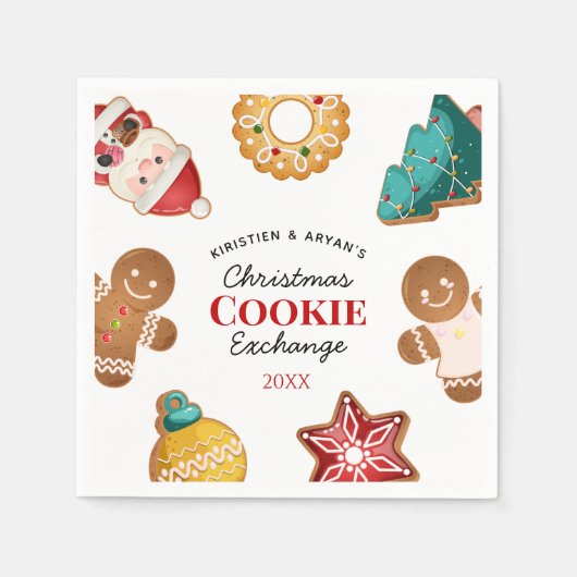 Personalized Christmas Cookie Exchange Gingerbread Servet (Voorkant)
