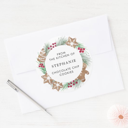 Personalized Christmas Cookie  Ronde Sticker (Envelop)