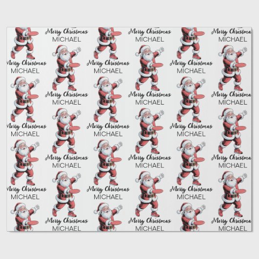 Personalized Christmas Disc Golf Santa Claus       Cadeaupapier (Vlak)