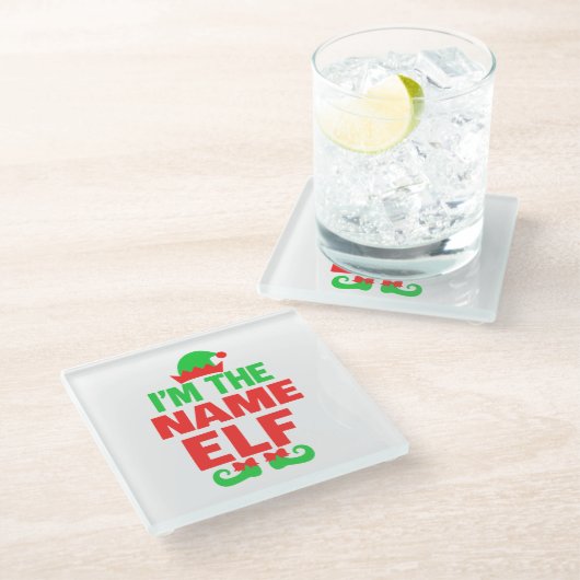 Personalized Christmas Elf Glazen Onderzetter (Schuin)