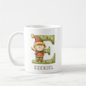 Personalized Christmas Elf Initial E Monogram Koffiemok (Links)