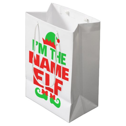 Personalized Christmas Elf Medium Cadeauzakje (Voorkant Gekanteld)