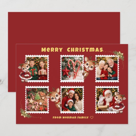 Personalized Christmas Flat Holiday Card Feestdagenkaart (Voorkant / Achterkant)