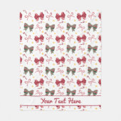 Personalized Christmas Fleece Blanket With Bows (Voorkant)