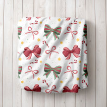 Personalized Christmas Fleece Blanket With Bows