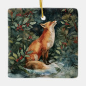 Personalized Christmas Fox Festive Ornament (Voorkant)