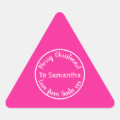 Personalized Christmas from Santa Hot Pink Sticker (Voorkant)
