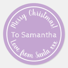 Personalized Christmas from Santa Lilac Ronde Sticker