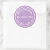 Personalized Christmas from Santa Lilac Ronde Sticker (Tas)