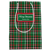 Personalized Christmas Gift Bags Tartan Monogram Medium Cadeauzakje (Voorkant)
