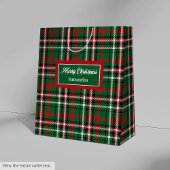 Personalized Christmas Gift Bags Tartan Monogram Medium Cadeauzakje