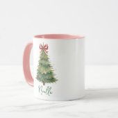 Personalized Christmas Gift -Ribboned Christmas Tr Mok (Voorkant links)