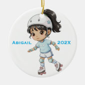 Personalized Christmas Girl Roller Skating Keramisch Ornament (Voorkant)