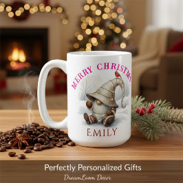 Personalized Christmas Gnome Watercolor Koffiemok