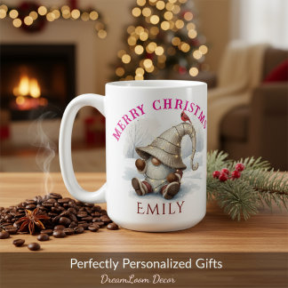 Personalized Christmas Gnome Watercolor Koffiemok