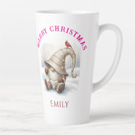 Personalized Christmas Gnome Watercolor Latte Mok