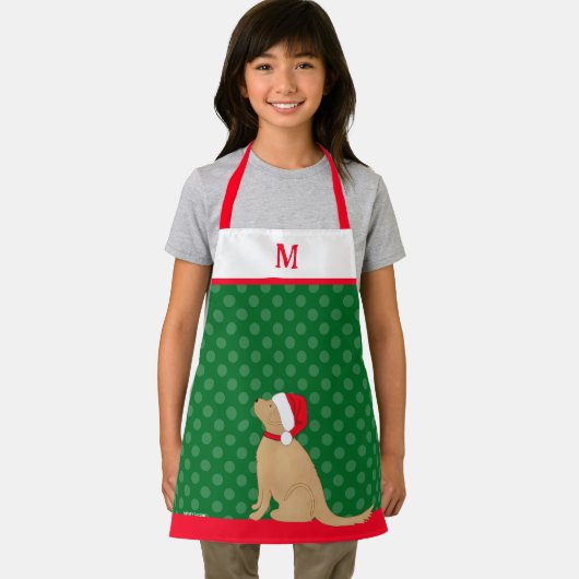 Personalized Christmas Golden Santa Dog Apron Schort (Insitu)